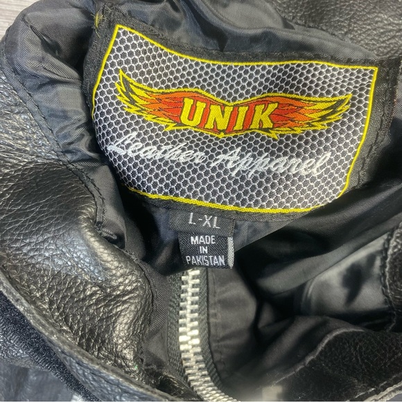 UNIK Leather Motorcycle Chaps L/XL Genuine Black Cowhide Western Concho - Picture 10 of 16